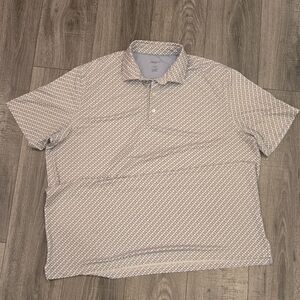 johnnie-O Men's Polo Shirt - White and Blue Pattern